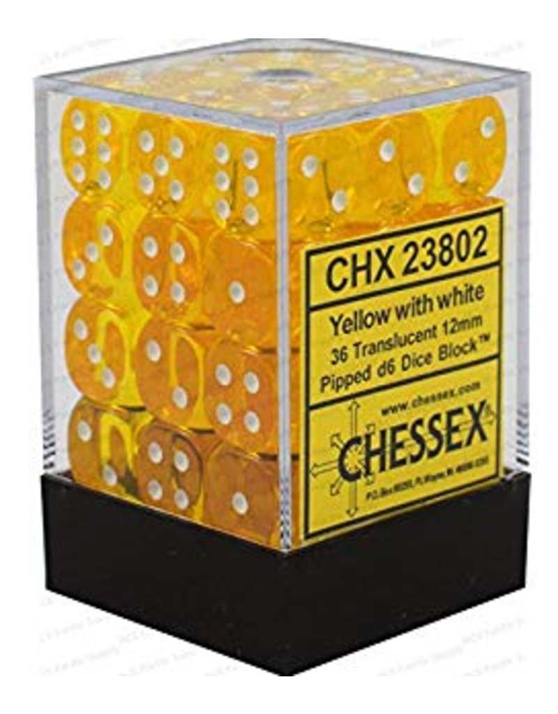Chessex CHX23802 Yellow w/white Translucent 12mm d6
