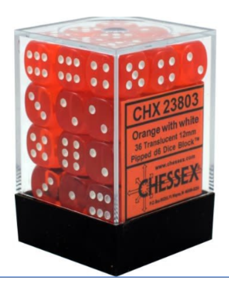 Chessex CHX23803 Orange w/white Translucent 12mm d6