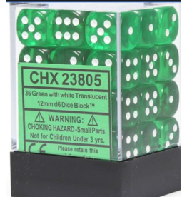 Chessex CHX23805 Translucent Green D6 Qty 36