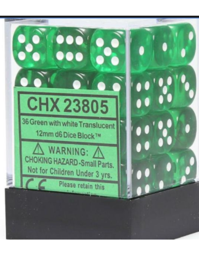 Chessex CHX23805 Translucent Green D6 Qty 36