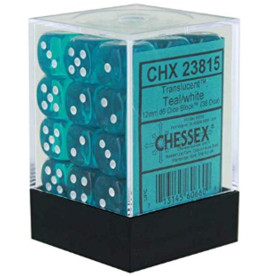 Chessex CHX23815 Teal w/ white Translucent 12mm d6