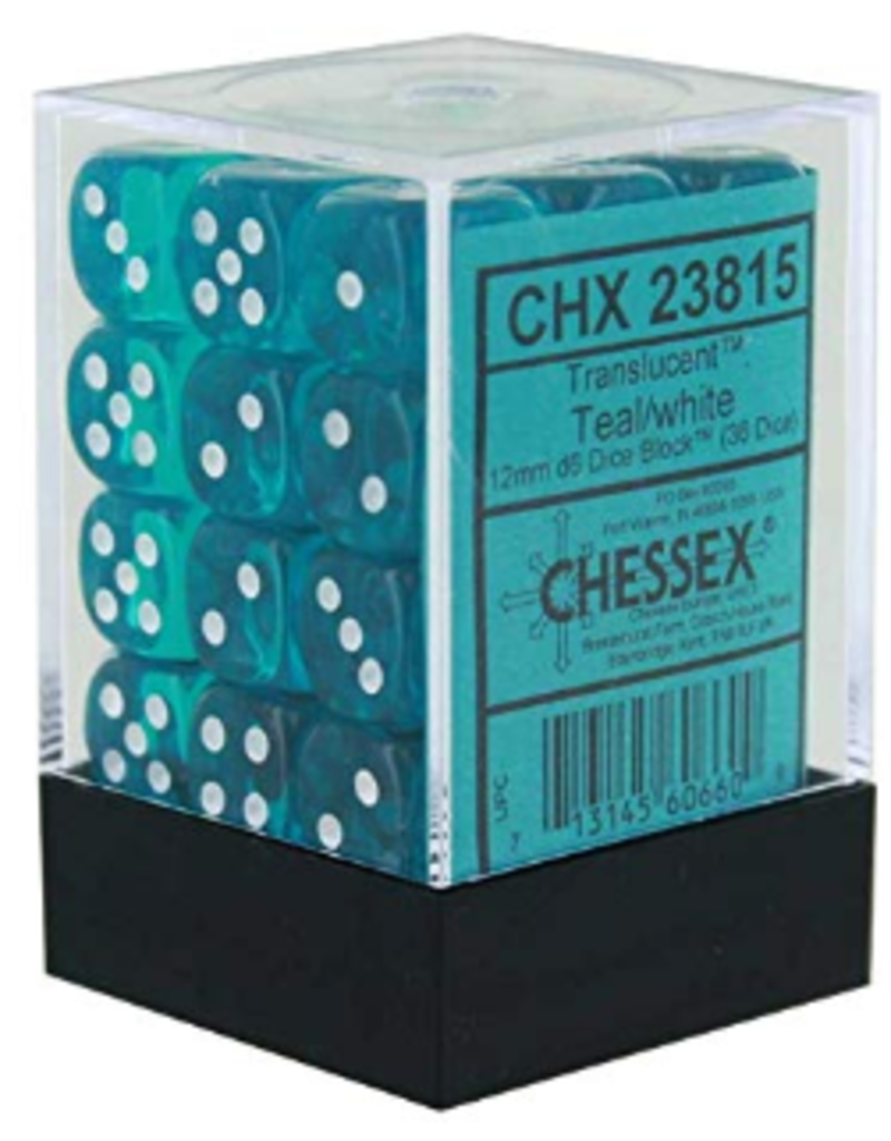 Chessex CHX23815 Teal w/ white Translucent 12mm d6