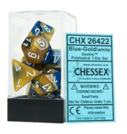 Chessex CHX26422 Gemini Dice 7-Set Cube Blu-Gld
