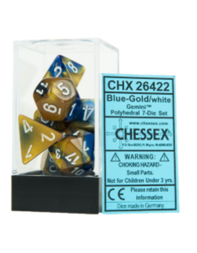 Chessex CHX26422 Gemini Dice 7-Set Cube Blu-Gld