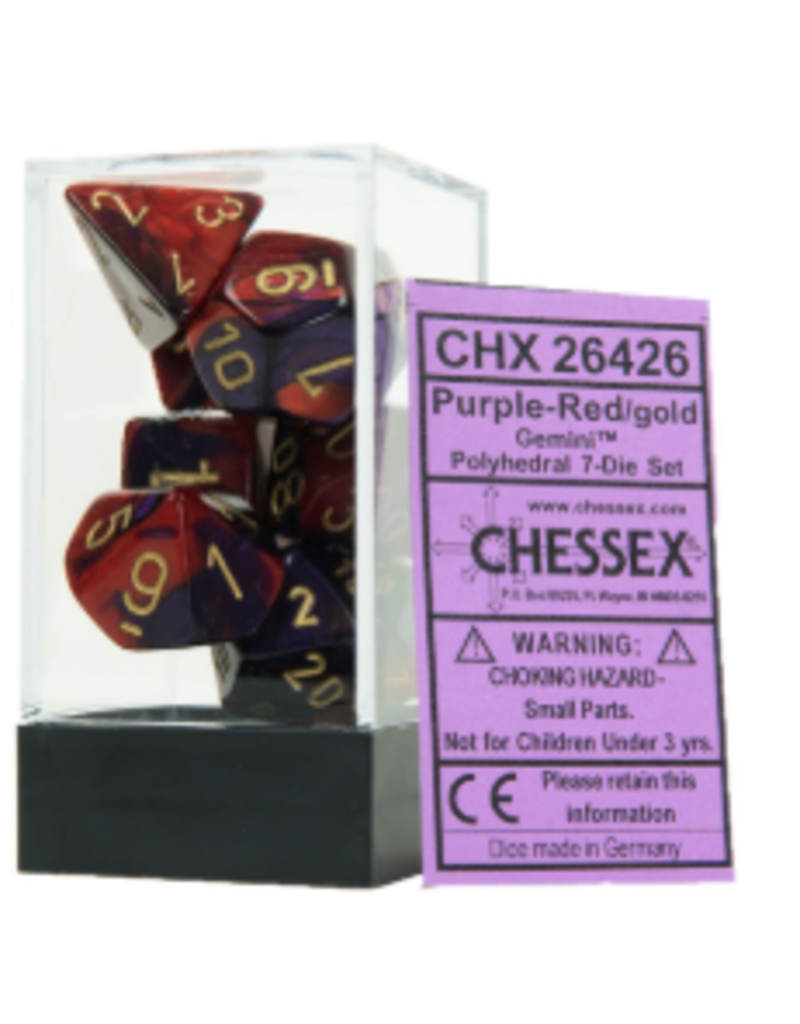 Chessex CHX26426 Gemini Dice 7-Set Cube Pur-Red