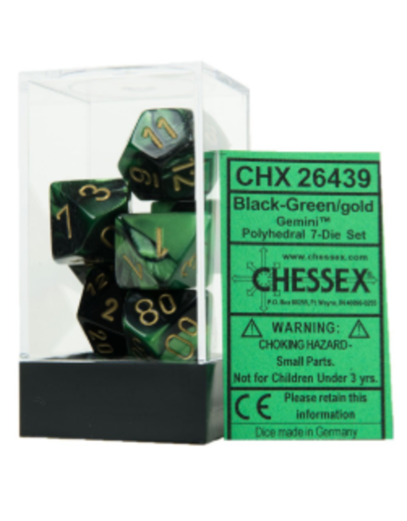 Chessex CHX26439 7-SetCubeGemini#4 BKGRgd