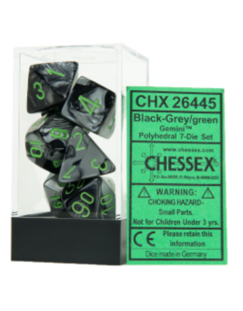 Chessex CHX26445 7-setCubeGemini#5 BKGRgn