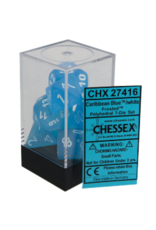 Chessex CHX27416 Frosted: Poly caribbean blue/white 7-die set