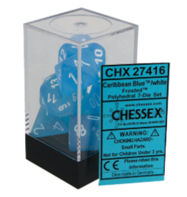 Chessex CHX27416 Frosted: Poly caribbean blue/white 7-die set