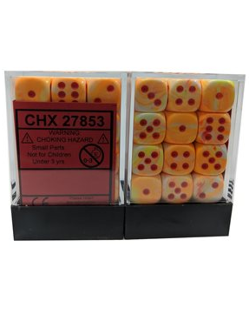 Chessex CHX27853 12mm D6 Block Festive Sunburst w/red