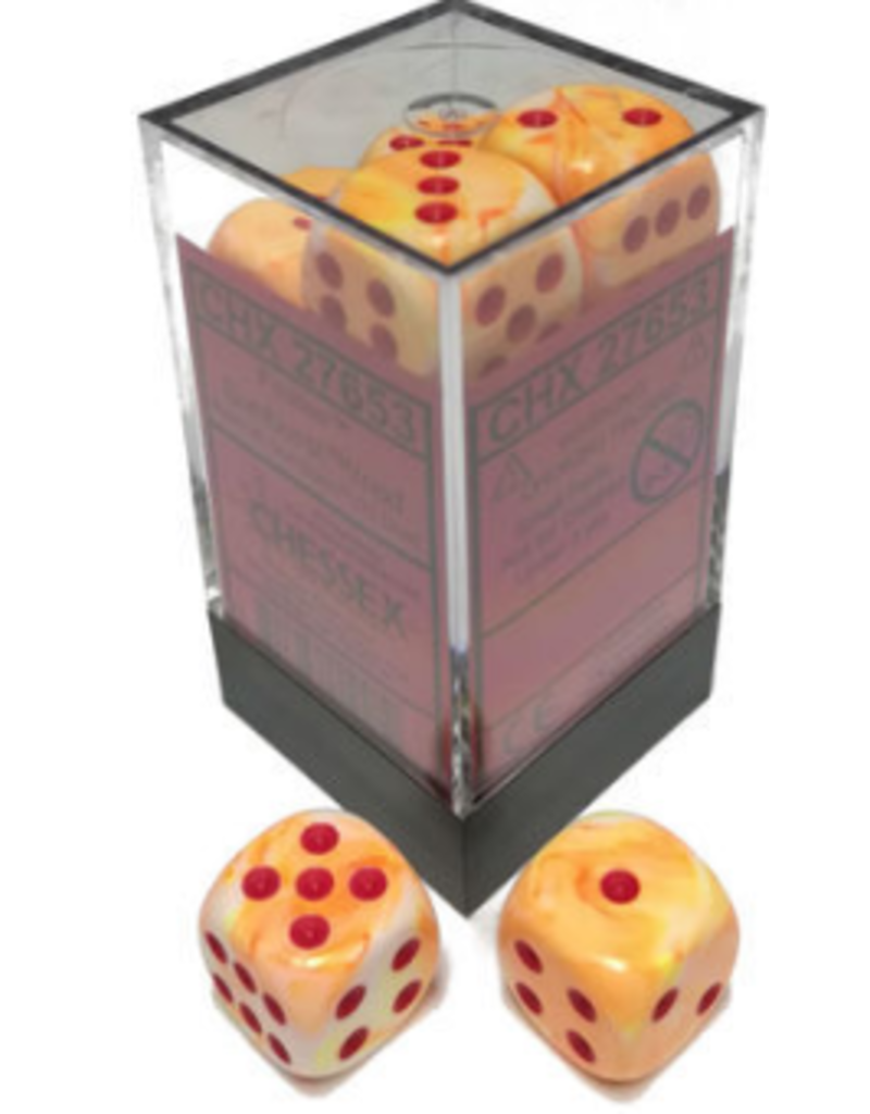 Chessex CHX27653 16mm d6 Block Festive Sunburst w/red