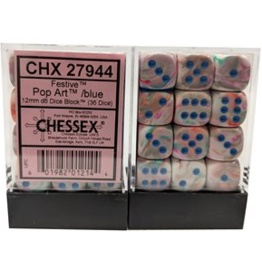 Chessex CHX27944 12mm D6 Dice Block Festive Pop Art /Blue