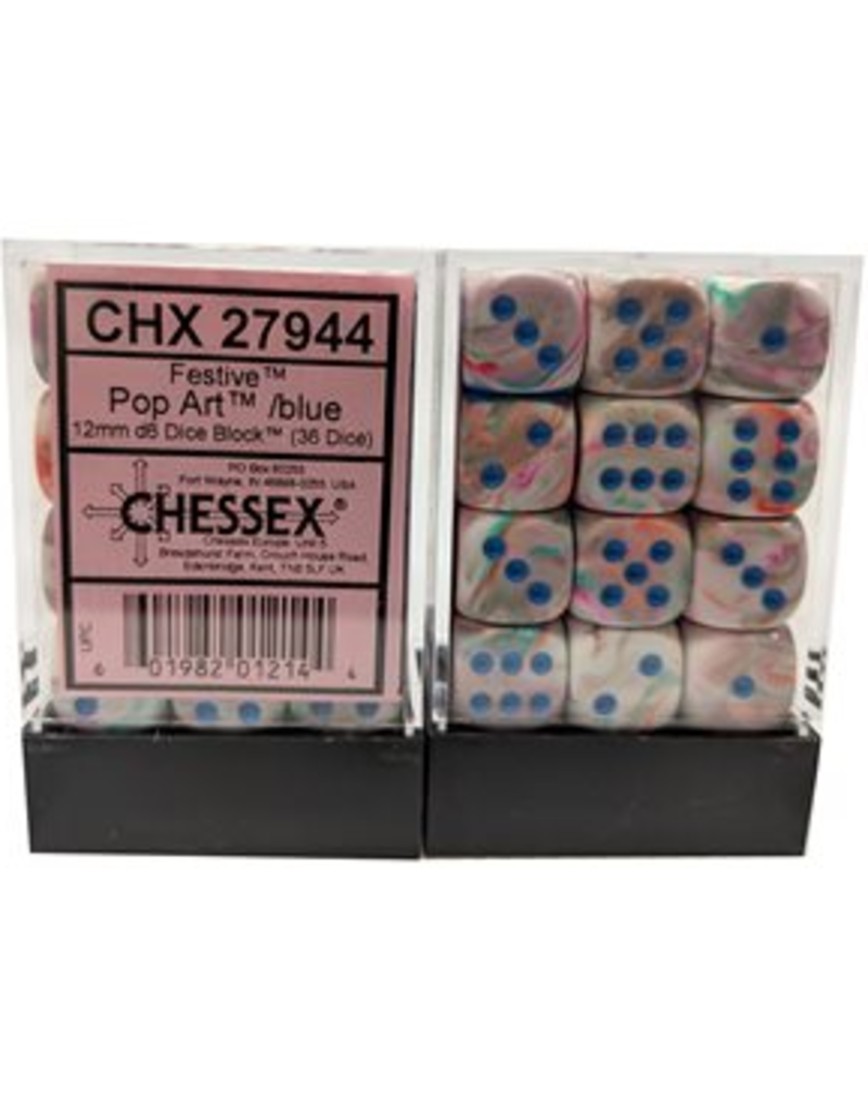Chessex CHX27944 12mm D6 Dice Block Festive Pop Art /Blue