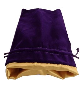 LARGE Purple Velvet Dice Bag with Gold Satin Lining