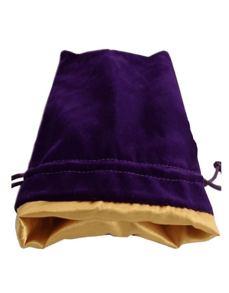 LARGE Purple Velvet Dice Bag with Gold Satin Lining