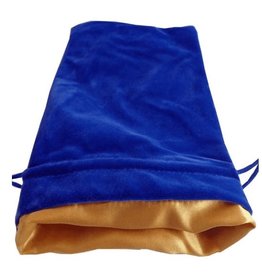 LARGE Blue Velvet Dice Bag with Gold Satin Lining