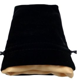 MEDIUM Black Velvet Dice Bag with Gold Satin Lining