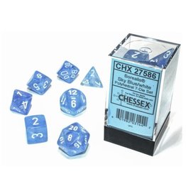 Chessex 7 Die Set - Borealis Sky Blue/white