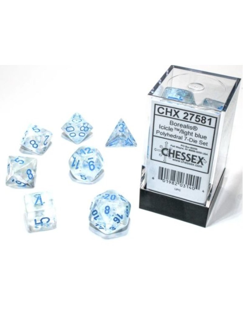Chessex 7 Die Set - Borealis Icicle/light blue Luminary