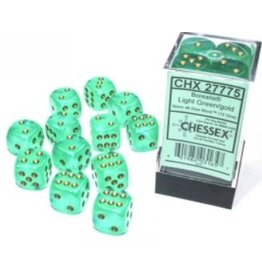 Chessex D6 Block - 16mm - Borealis Light Green/gold Luminary