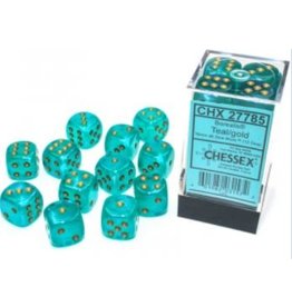 Chessex D6 Block - 16mm - Borealis Teal/gold Luminary