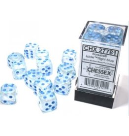 Chessex D6 Block - 16mm - Borealis Icicle/light blue luminary