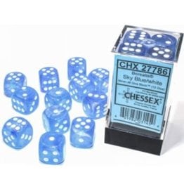 Chessex D6 Block - 16mm - Borealis Sky Blue/white Luminary