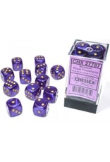 Chessex D6 Block - 16mm - Borealis Royal Purple/gold