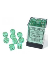 Chessex D6 Block - 12mm - Borealis Light Green/gold Luminary