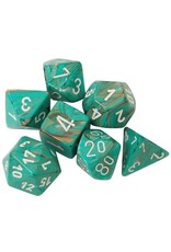 Chessex 7 Die Set - Marble Oxi-Copper/White