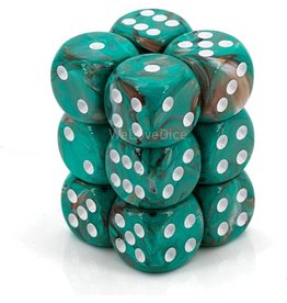 Chessex D6 Block - 16mm - Marble Oxi-Copper/White