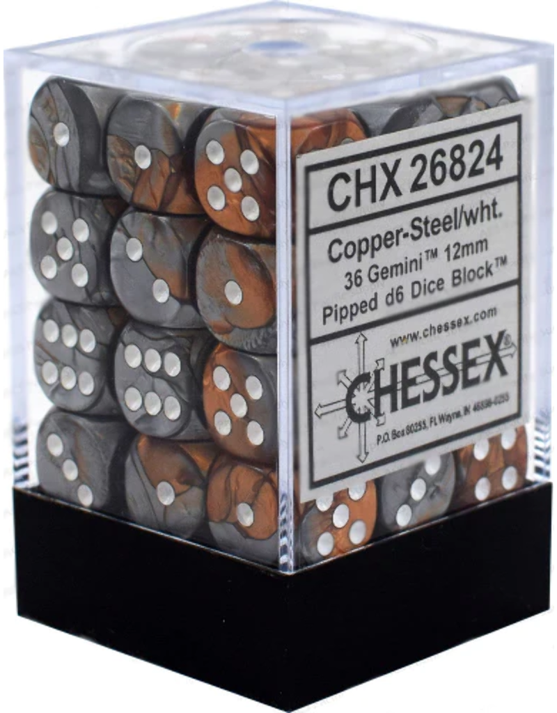 Chessex D6 Block - 12mm - Gemini Copper/Steel