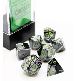 Chessex Gemini Mini 7 Die Set Black Grey Green