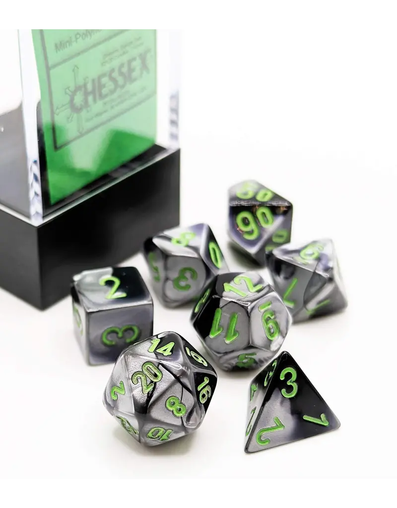 Chessex Gemini Mini 7 Die Set Black Grey Green