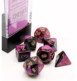 Chessex Gemini Mini 7 Die Set Black Purple Gold