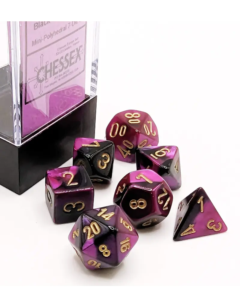 Chessex Gemini Mini 7 Die Set Black Purple Gold