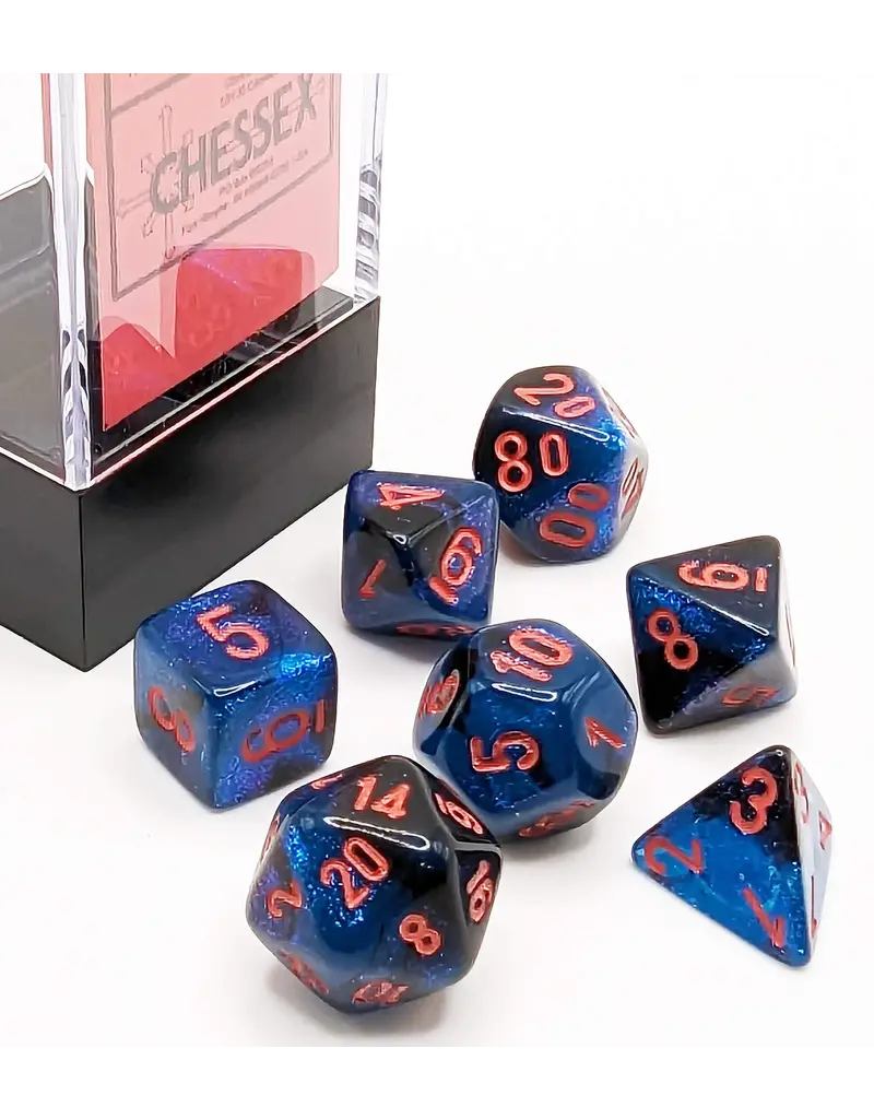 Chessex Gemini Mini 7 Die Set Black Starlight Red