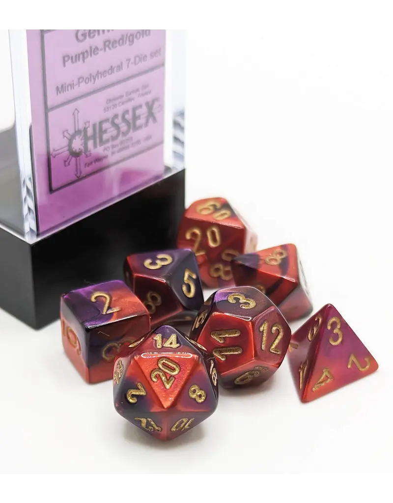 Chessex Gemini Mini 7 Die Set Purple Red Gold