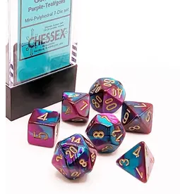 Chessex Gemini Mini 7 Die Set Purple Teal Gold