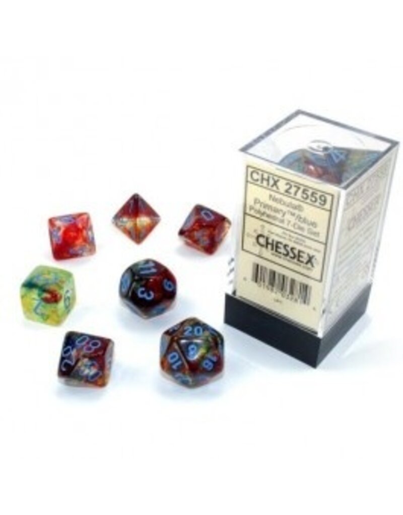Chessex Chessex Nebula Primary Turquoise Luminary 7 Die Set