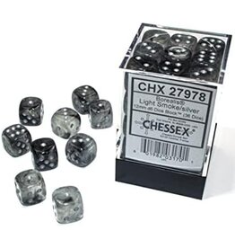 Chessex Chessex Borealis 12mm d6 Light Smoke/silver Luminary Dice Block (36 dice)