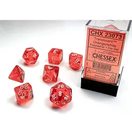 Chessex 7 Die Set - Translucent Orange & White