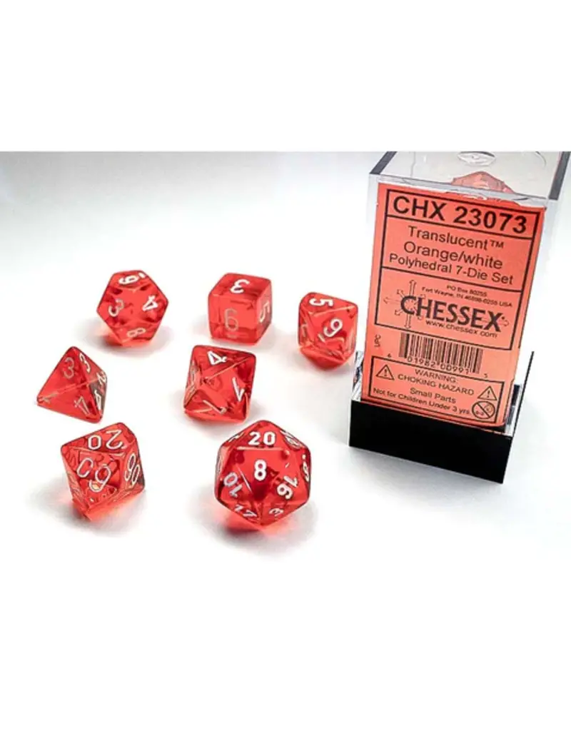 Chessex 7 Die Set - Translucent Orange & White