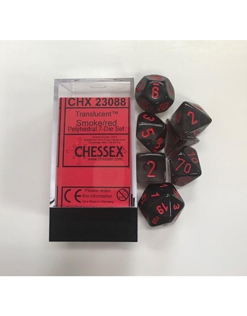 Chessex Chessex: 7CT Translucent Smoke & Red Polyhedral Dice Set