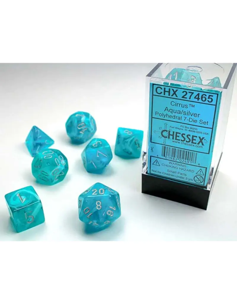 Chessex 7 Die Set - Cirrus Aqua/Silver 7-Die Set