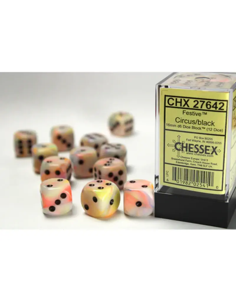 Chessex Chessex: Festive Circus/Black 16Mm D6 Dice Block