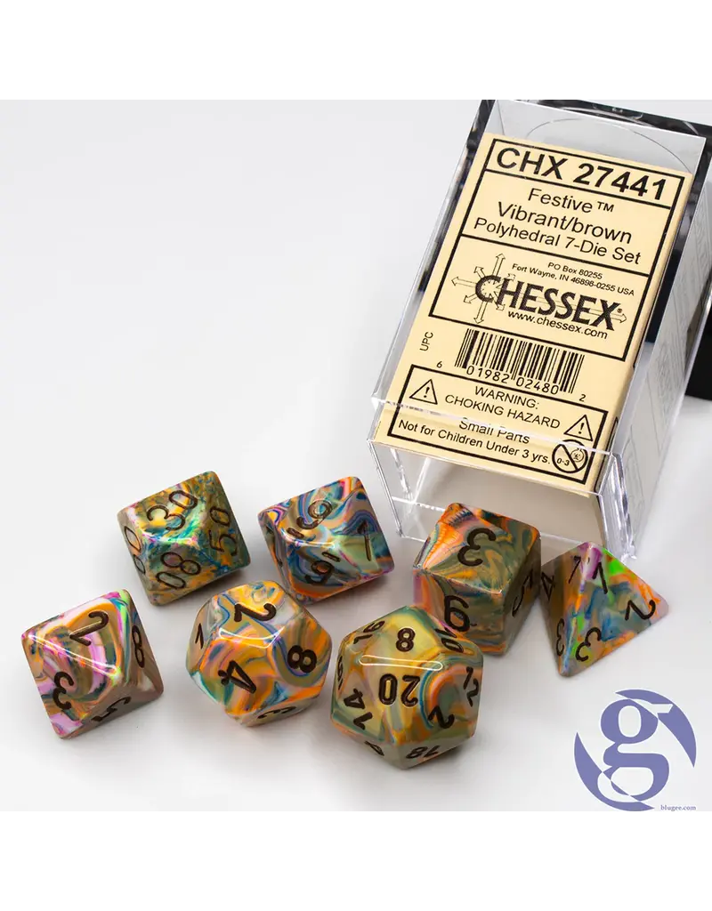 Chessex Chessex: Festive Vibrant/Brown 7 Die Set