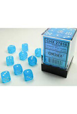 Chessex D6 Block - 12mm - Frosted Carribean Blue/White