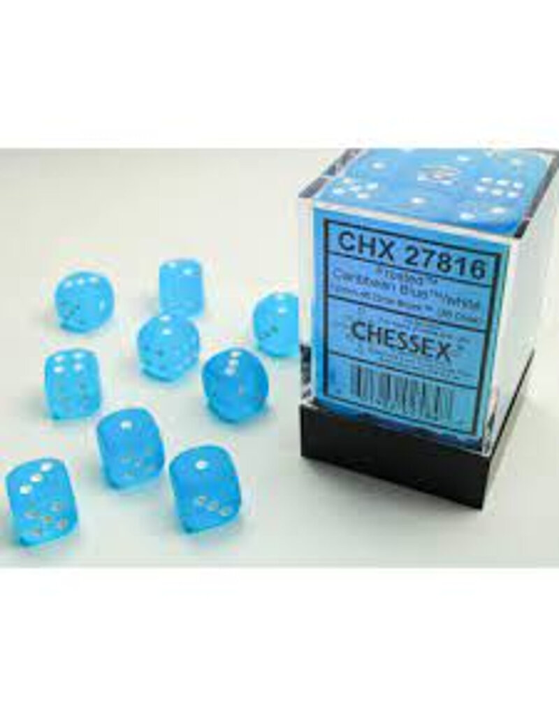 Chessex D6 Block - 12mm - Frosted Carribean Blue/White