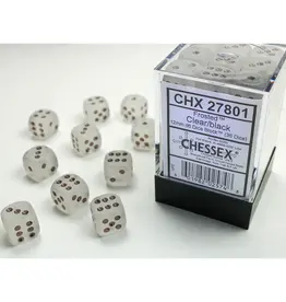 Chessex Chessex: Frosted Clear/Black 12Mm D6 Dice Block